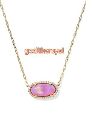 Elisa Pave Frame Gold Short Pendant Necklace